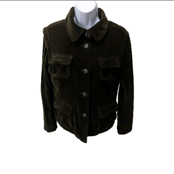 Ann Taylor Loft Velvet Coat Jacket Quilt Lined Green M 90s Y2K Steampunk - Picture 10 of 10